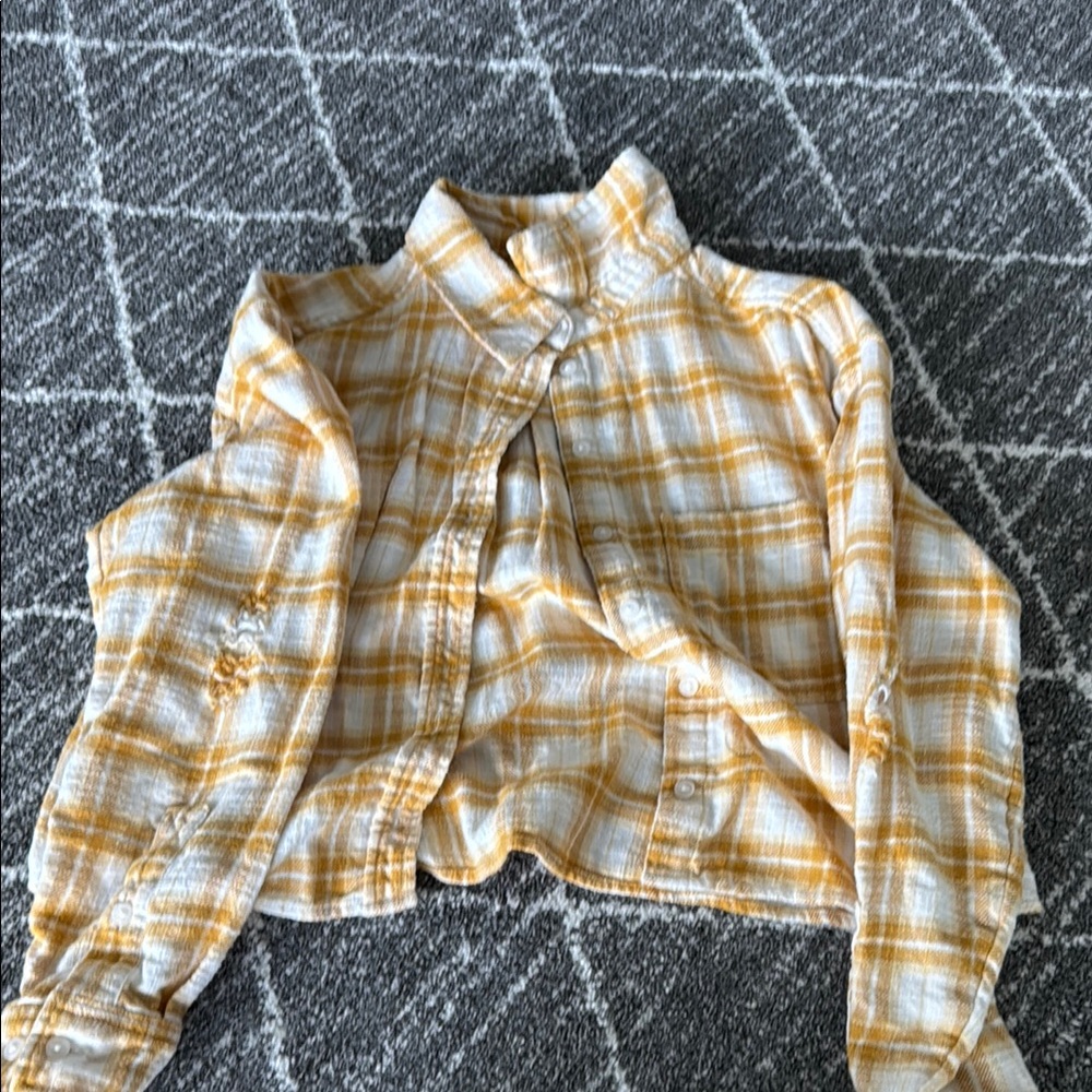 Yellow Plaid Cropped flannel